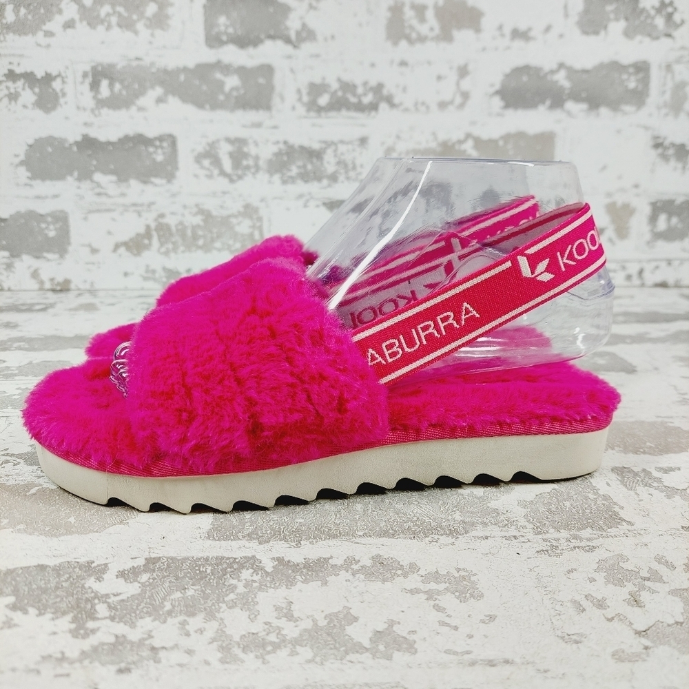 Koolaburra By UGG Girl Fuzz'n Faux Fur Pink Slipper Sling Back Flat Sandals M290